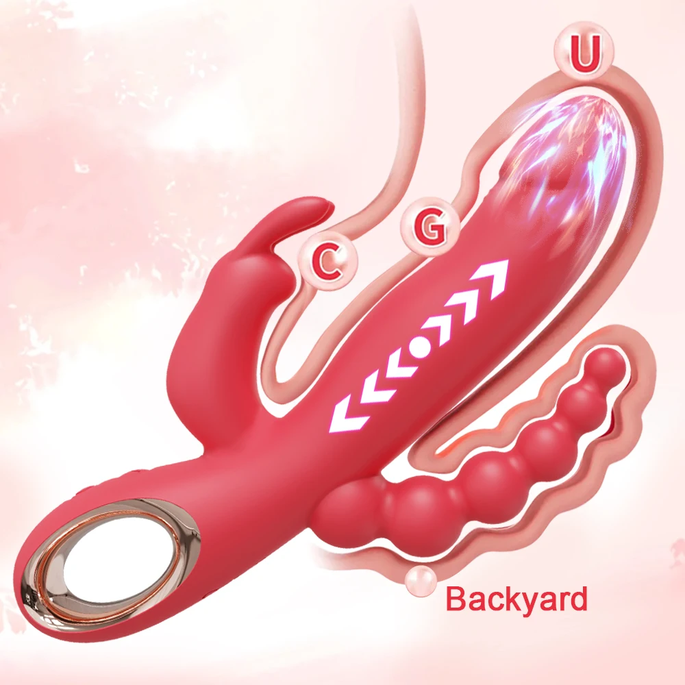 Rabbit Thrusting Vibrator for Woman 3 in 1 G Spot Clitoris Stimulator Vagina Massager Female Masturbator Backyard Anal Sex Toy