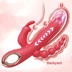 Rabbit Thrusting Vibrator for Woman 3 in 1 G Spot Clitoris Stimulator Vagina Massager Female Masturbator Backyard Anal Sex Toy