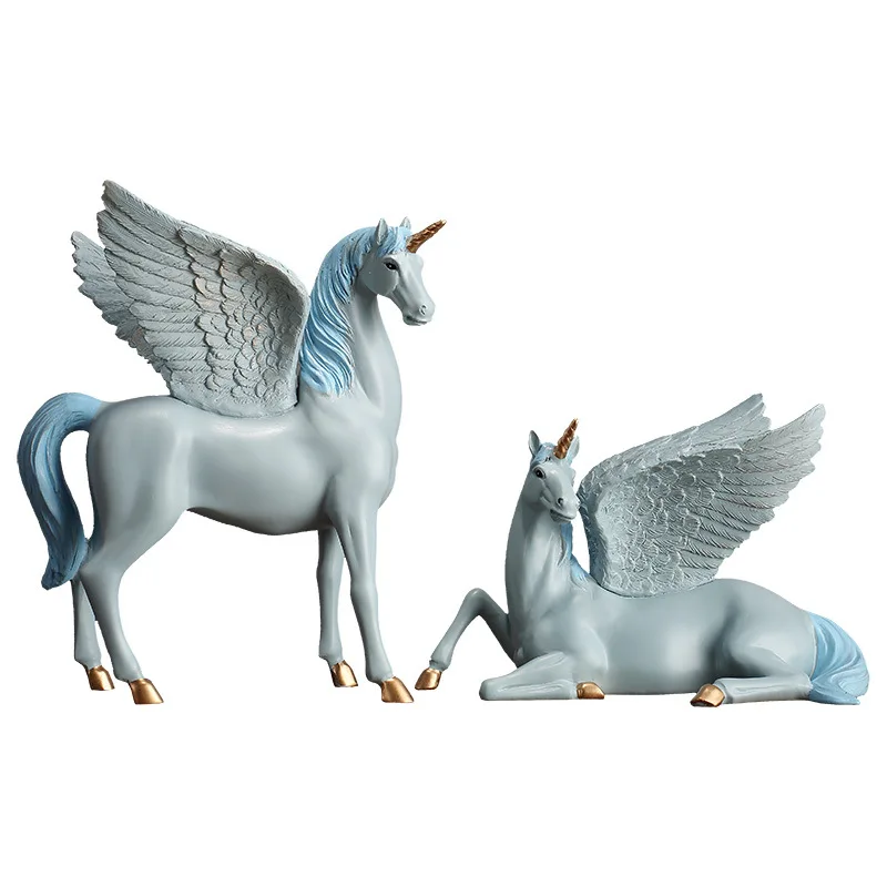 Creative Decorations Mythology Resin Unicorn Pegasus Ornaments Nordic Style Room TV Cabinet Wine Cabinet Desktop Handicraft