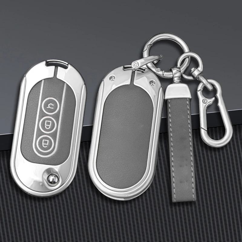 

Metal Car Key Case Cover Fob For Wuling Hongguang Miniev Macaron Mini Remote Protect Shell Holder Keychain Accessory Car Styling