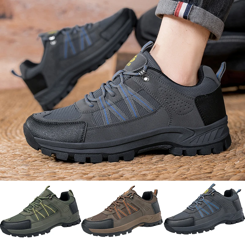 

New Men Anti Slip Outdoor Hiking Shoes Men waterproof Trekking Mountain Shoes Casual Mesh Hike Breathable wear resistant Sneaker