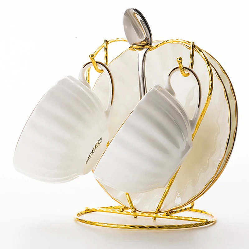Heart Shaped 2-Cup 2-Dish Non-Slip Mug Holder Drain Rack Household Tea Cup Organizer