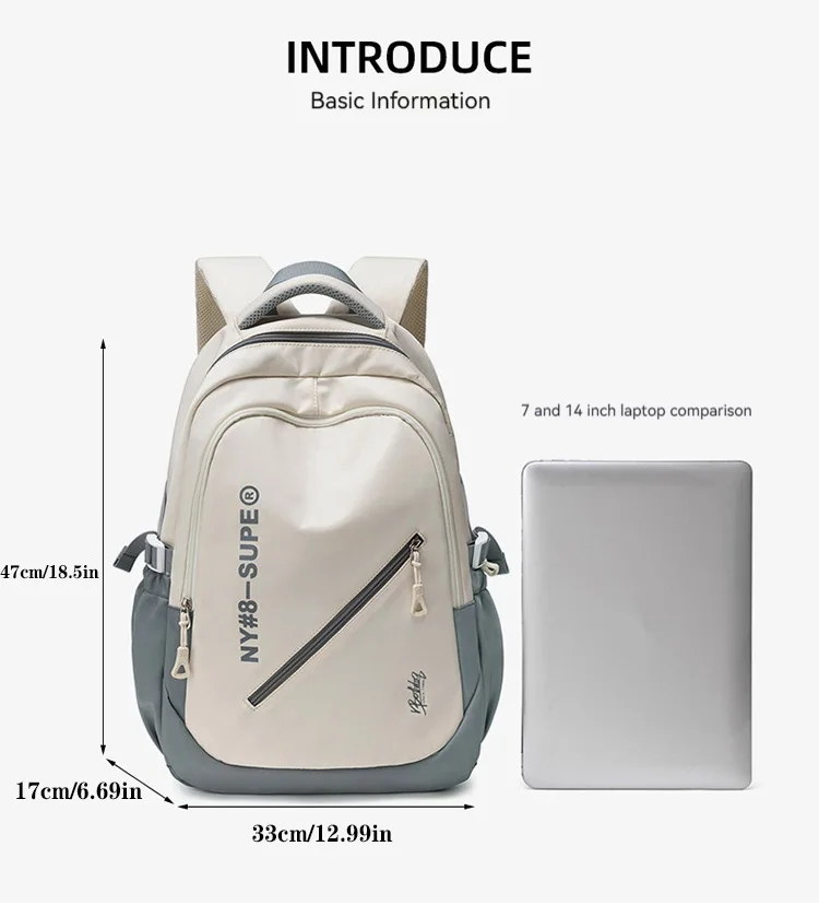 Large Capacity Lightweight and Simple Travel Canvas Backpack, Nylon Waterproof Casual Backpack, 15/16 Inch Laptop Backpack