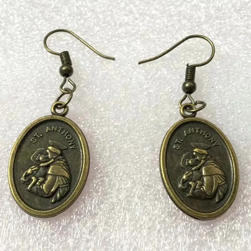 Antique Vintage Bronze St. Anthony Baptism Earrings For Women Metal Alloy Drop Dangle Earring Jewelry Fashion Ear Jewellery