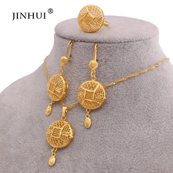 Luxury gold plated Rings Necklace Earrings for Women Lovers' Women Copper Jewelry Sets Stainless Steel Jewelry Hot Sale