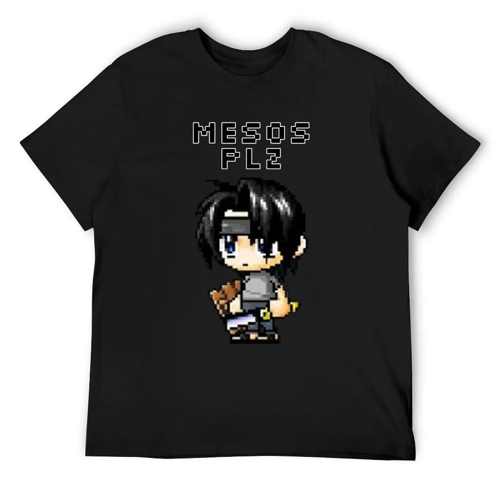 Mesos Plz MapleStory Noob Meme (Transparent) T-Shirt graphics man t shirt custom t shirt mens t shirts top quality