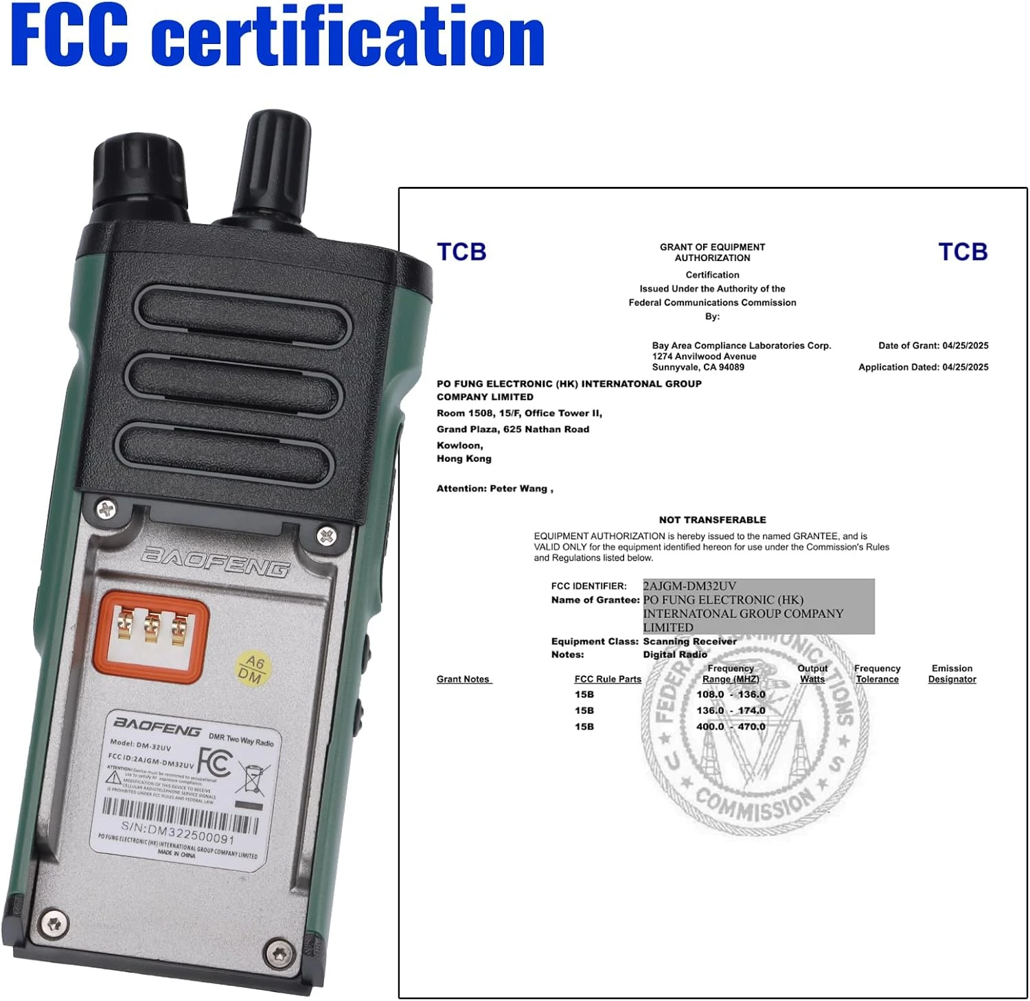 Bulk Order Price Negotiable BAOFENG DM-32UV DMR Radio Dual Band Walkie Talkie VHF UHF AES Encryption GPS Digital Two Way Radio