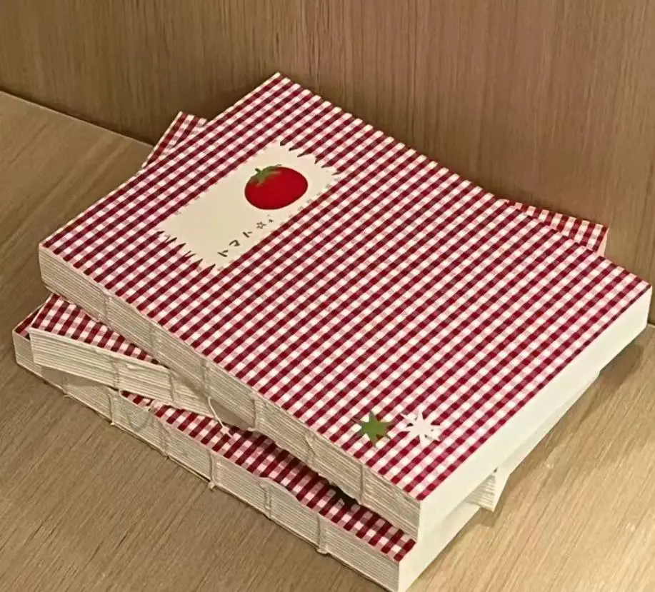 Korean-style Tomato Check Mini Blank Notebook, Aesthetic Niche Student Journal & Diary