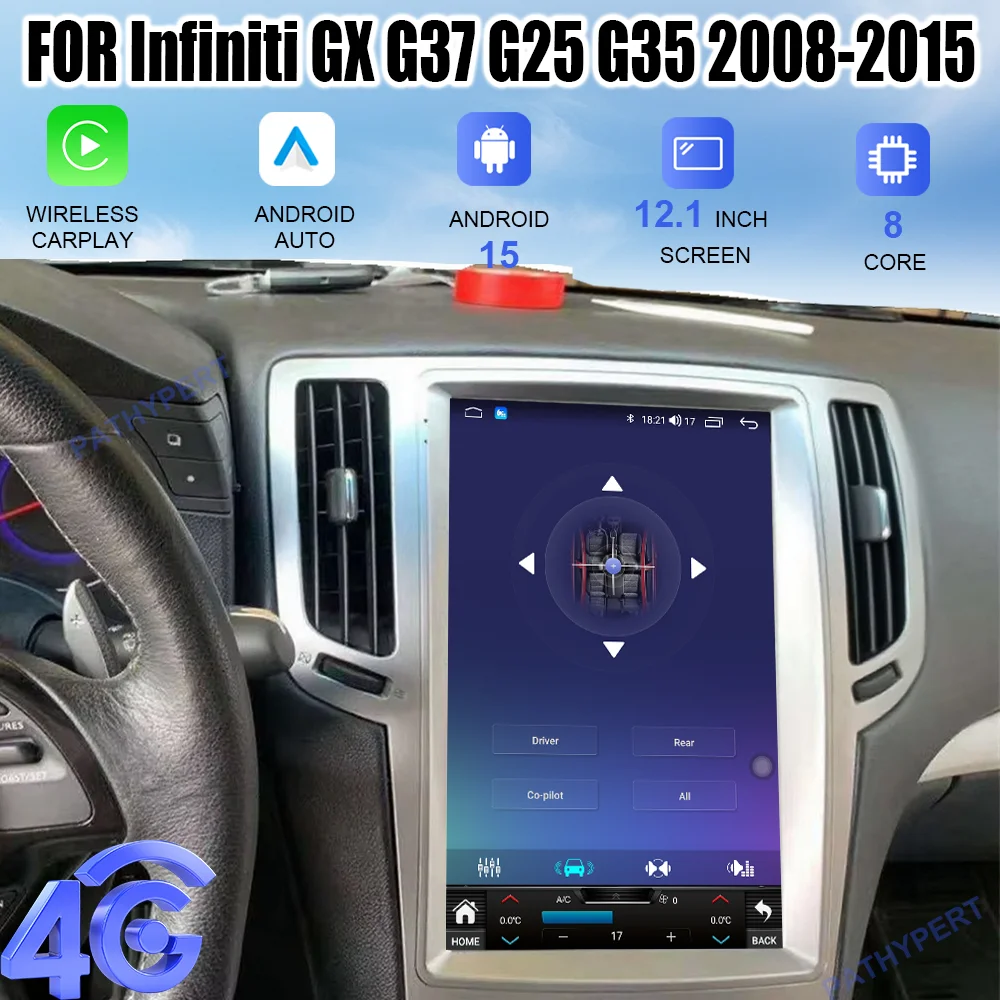 

Android 15 For Infiniti GX G37 G25 G35 2008-2015 Car Multimedia Player Radio Auto Bluetooth Stereo Wirreless Carplay GPS 4g Wifi