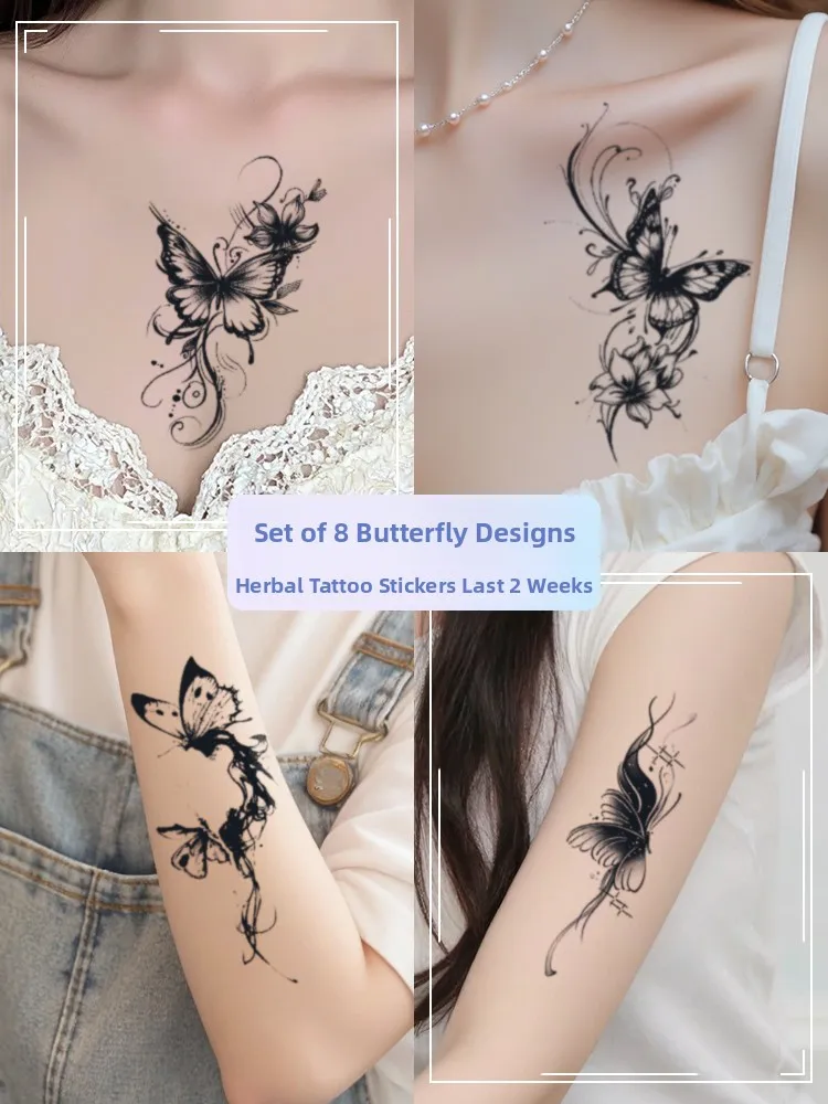 Waterproof Herbal  Tattoo Stickers Women's Long-lasting XMXP Arm Clavicle Simulation Tattoo Fruit Juice Sticker