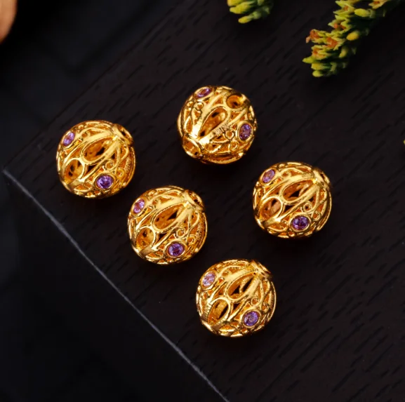 

18k gold beads au750 jewelry loose beads 6.5mm