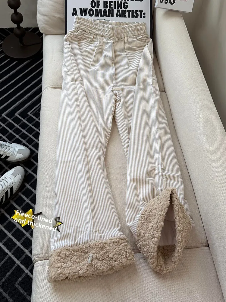 

Утепленные вельветовые брюки в полоску для мужчин и женщин, зимние теплые хлопковые брюки прямого кроя, повседневные брюки для температур до -40 градусов (для северных регионов)