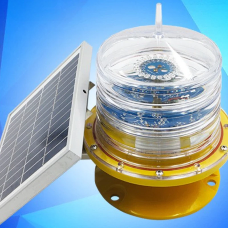 Integrated solar navigation light, solar obstacle light, maintenance free buoy light, navigation light, navigation light