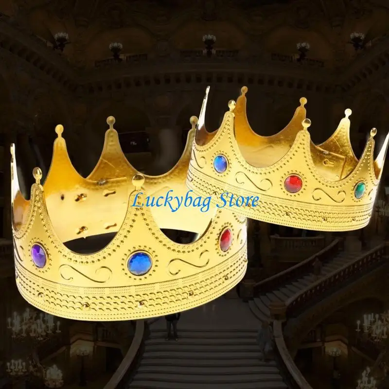 

X7XE Gold Royal King Crown Princed Costume Accessories for Adult Kids Birthday Party Crown Hat Princed Headwear Party Supplies