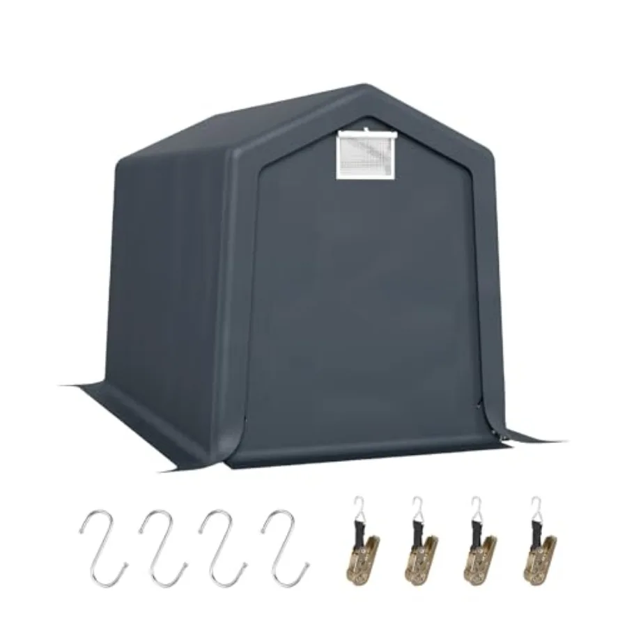 سقيفة تخزين خارجية محمولة مقاس 6 × 10 قدم مع باب وسحاب قابل للطي وفتحات للدراجات النارية ومخزن المعدات الخارجية #1