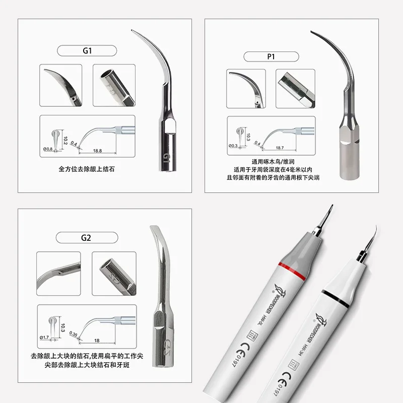 1Dental ultrasonic scaler working tip, scaler headG1 G2 G4 P1Original factory mixed blade head