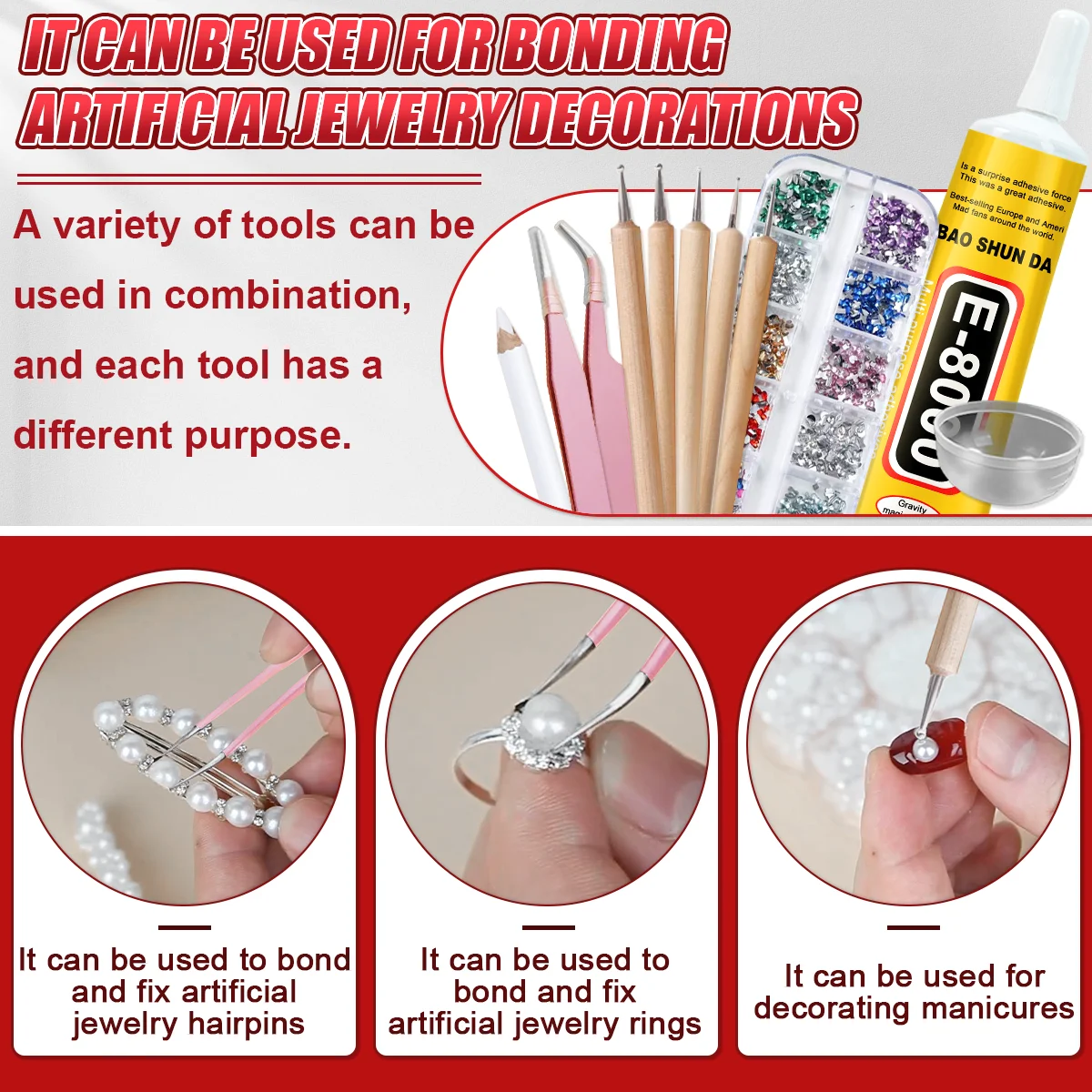 15g Lem Rhinestone untuk Kuku Gel Lem Kuku Super Kuat untuk Hiasan Kuku 3D Gel Bling Dekorasi Permata Seni Kuku Berlian