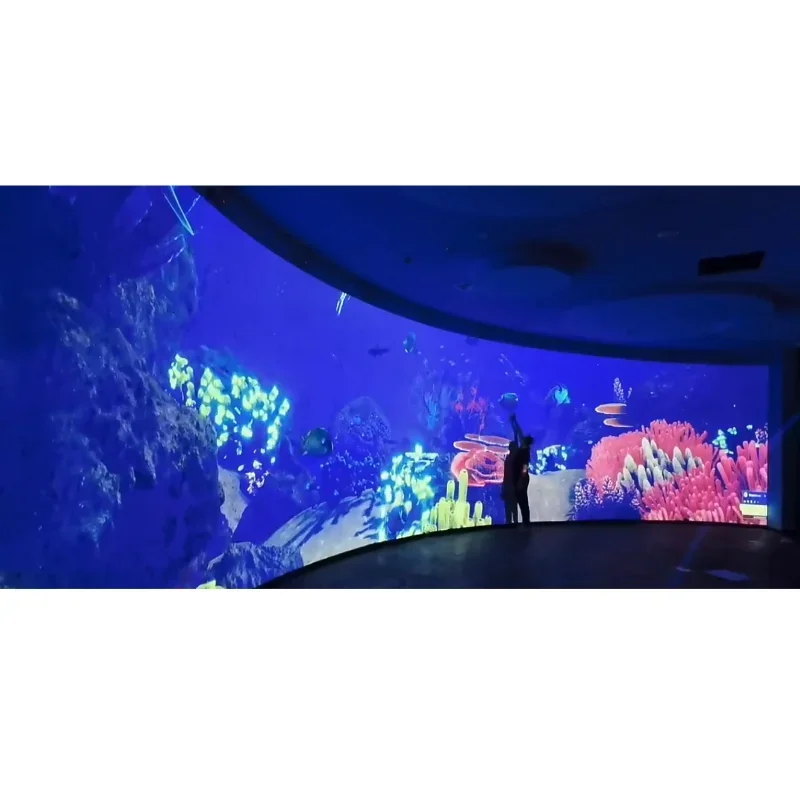 2025 معدات رادار ليزر كبيرة الحجم تعمل باللمس إسقاط الجدار التفاعلي نظام اللمس المنحني على الحائط قاعة المعرض التفاعلي Scr