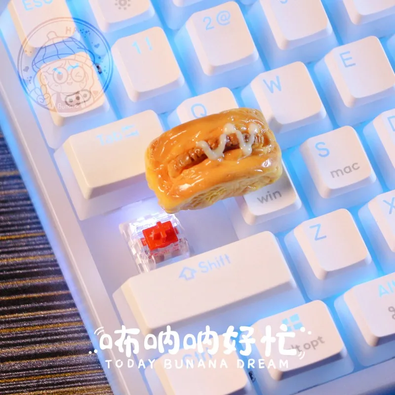 

Pork Chop Bun Theme Keycaps Customized Creative Handmade Resin MX Keycaps Keyboard Cap for Mechanical Keyboard Accessories DIY
