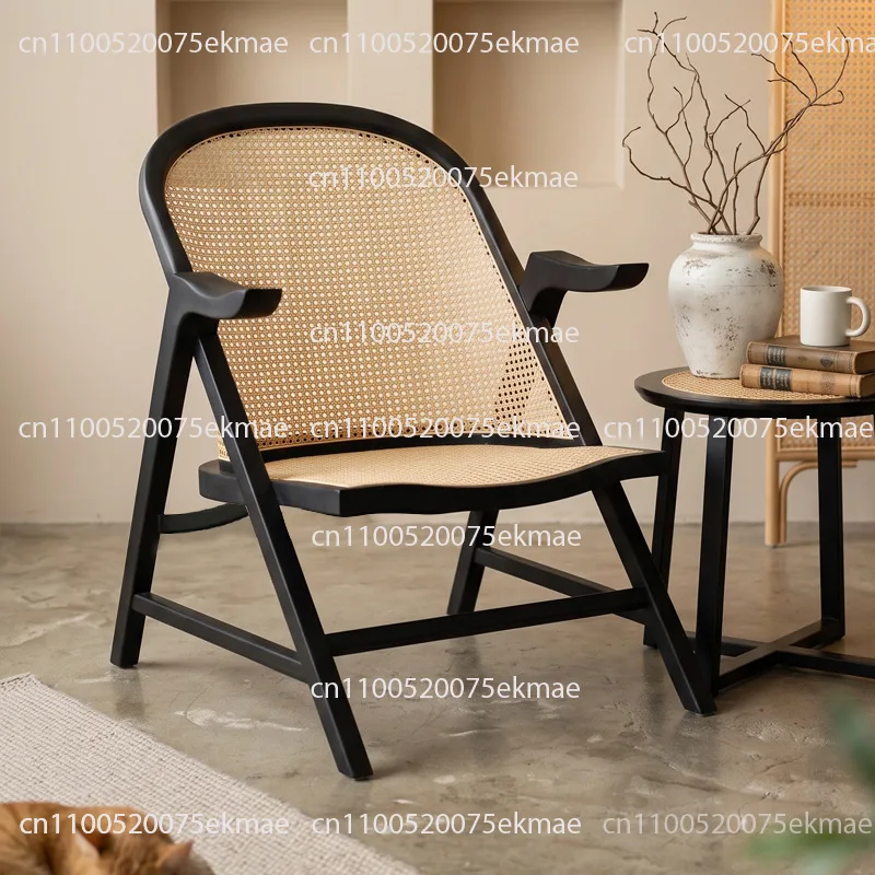 Nordic simple solid wood rattan sofa chair hotel high back reception sofa model room