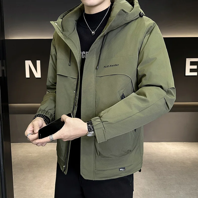 

Outdoor Fishing Suit Men Windbreaker Comfortable Thickened Jacket for Autumn Winter Men Solid-colored Loose Cotton-padded Coat