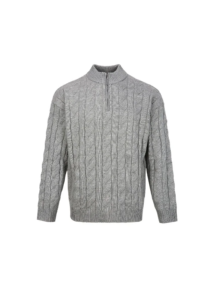 Unisex Relaxed Preppy Style Argyle Pattern Man Sweater Cardigan Knit Sweater Heavyweight Half Zip British Inspired Knitwear