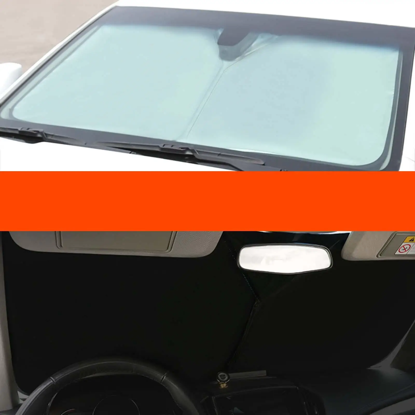 Vehicle Sunshade for Car Windshield Titanium Silver Cloth Reflective Front Window Cover Foldable Heat Blocker for Small Sedans