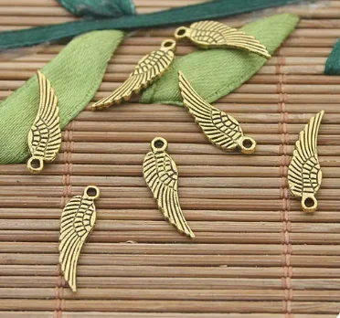 50pcs 16.5x5.5mm, hole 0.8mm Alloy matel wings shaped pendants HWH3013