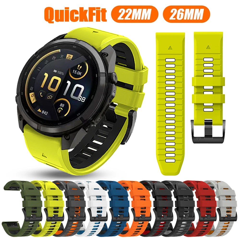 22mm 26mm Silicone WatchBand For Garmin Fenix 9 8Pro 7 7X 6X 6 Pro 5 5X Plus Epix Gen 2 Enduro 2 Strap QuickFit Release Bracelet