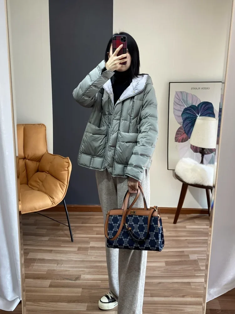 Winter Clothes Women Jackets Duck Down Light Down Jacket Business Casual Quilted Hooded Jackets Short Parka Women\'s Clothing