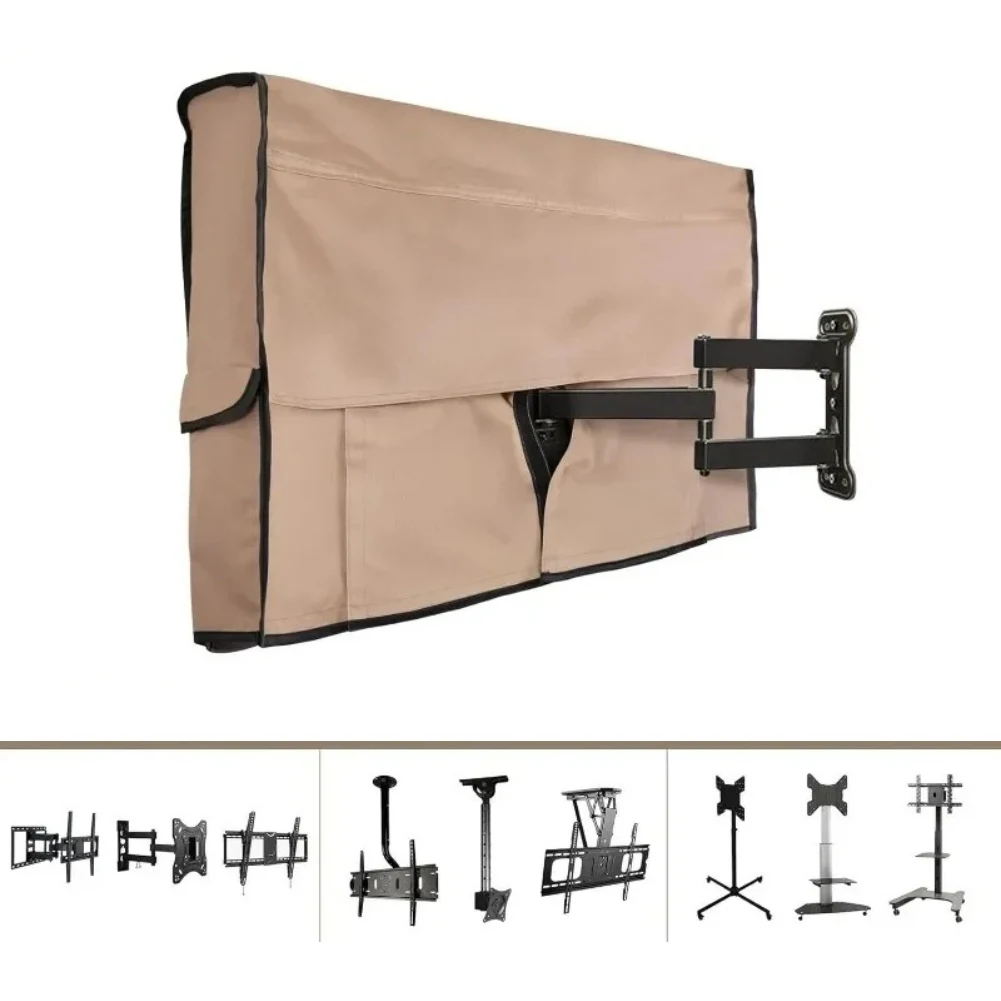 غطاء تلفزيون خارجي عالي التحمل 210D مقاوم للماء والغبار يوفر حماية كاملة وجيب تخزين عن بعد #4