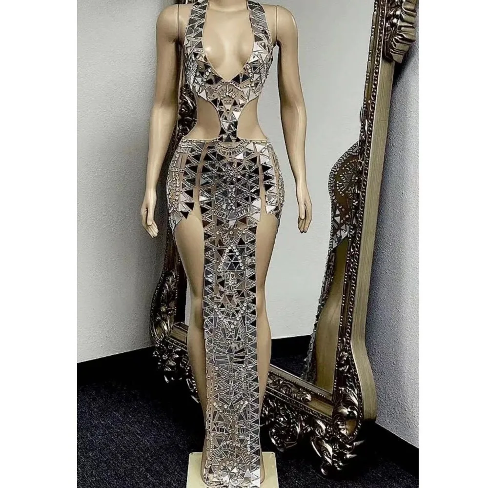 High Quality Sequin Irregular Hemline Hollowed Waist Halter Cross Border Women's Wear