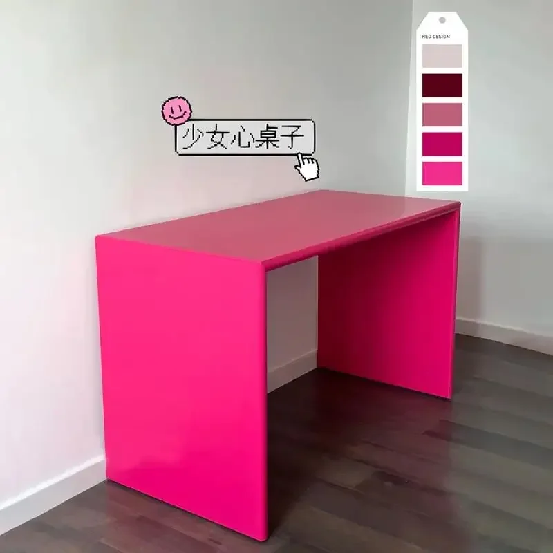 Dopamine minimalist desk writing custom designer desk conference room computer table rose red paint