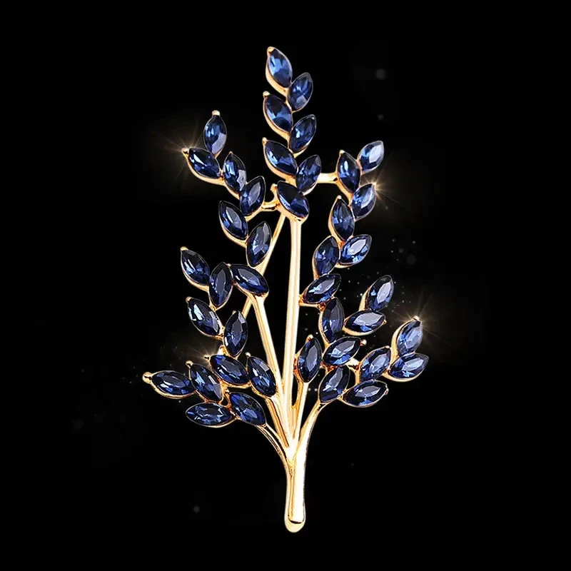 

New Wheat Brooch Crystal Tree Pins Women's Suit Neckline Korean Style Luxury Cardigan Coat Clothes Accessories Jewelry Gifts 107