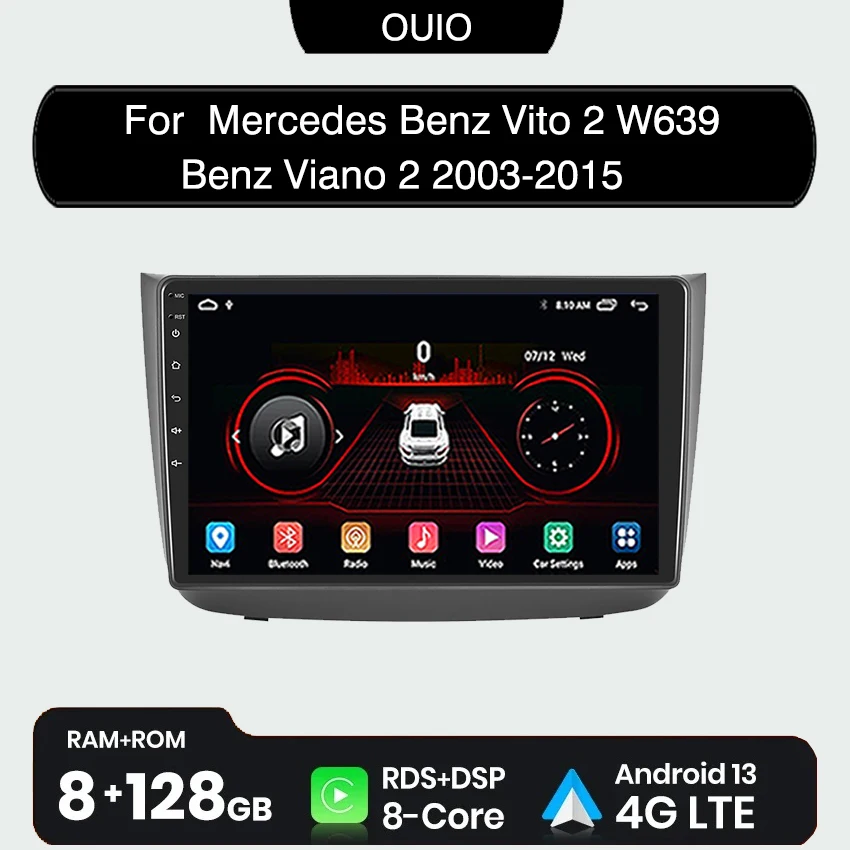 

Android 13 Radio For Benz Viano 2 W639 2003 - 2015 Car stereo Multimedia Player Carplay Auto GPS navigation 2DIN DSP NO DVD