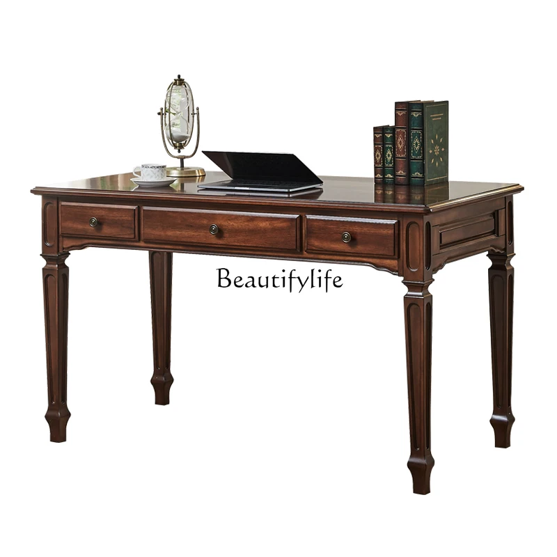

American-style Solid Wood Bedroom Writing Desk Small Apartment Study Table Home Study Room