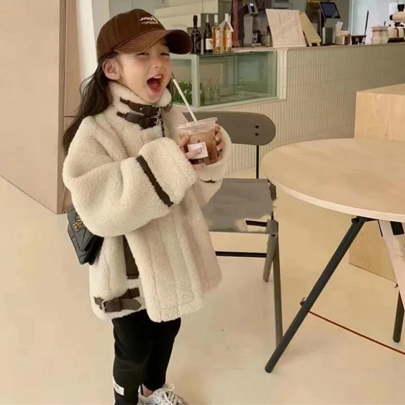 Outerwear Girl Thickening Loose Coat Winter New Korean Coat Loose Coat Tide Turn Down Collar Fashion 2024 Warm Loose