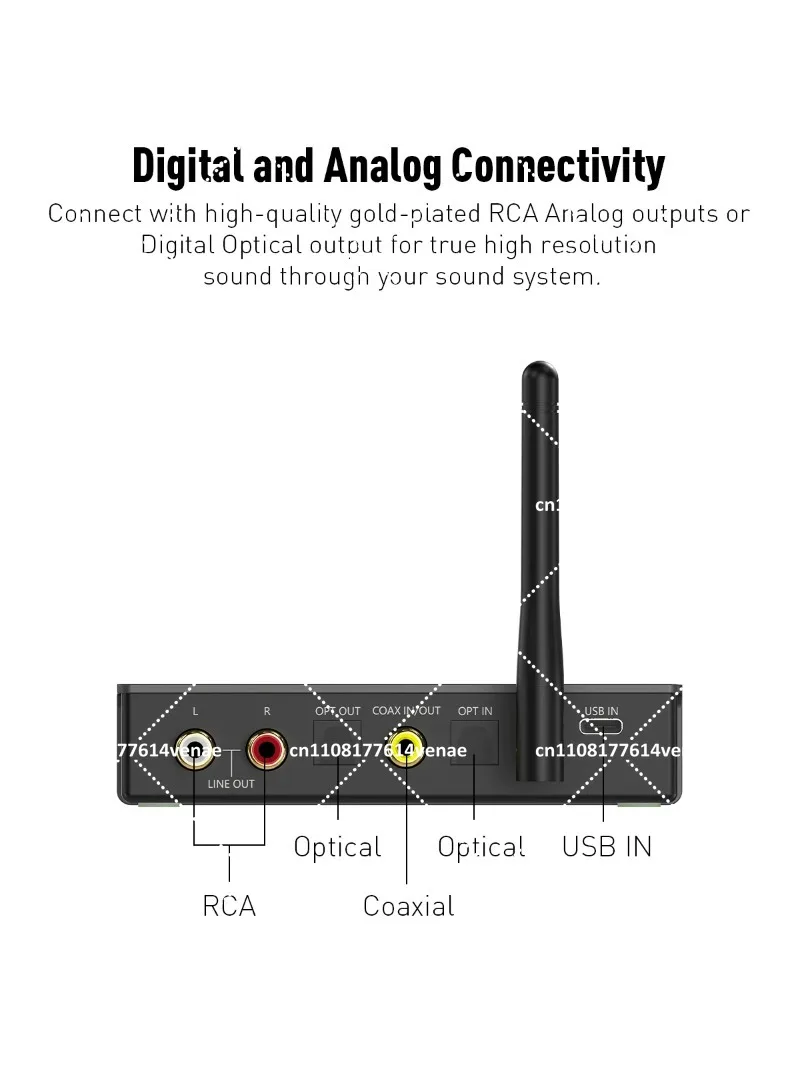 Hi-Res LDAC Bluetooth 5.0 Transmitter Receiver DAC Digital Audio Decoder Coaxial Optical RCA Out Adapter