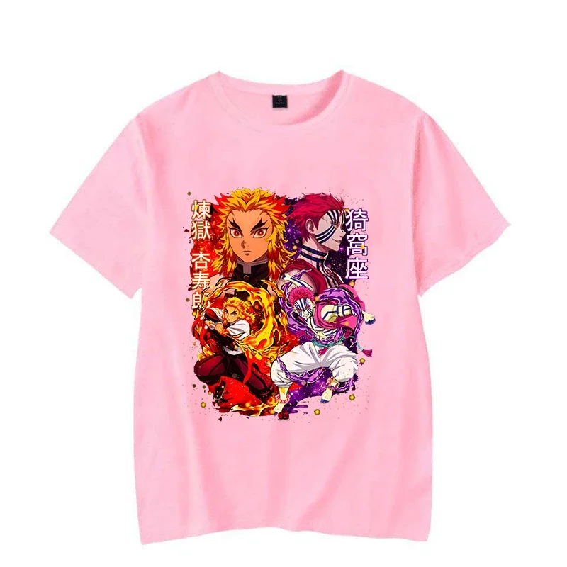 New Anime Rengoku Kyoujurou Akaza Print T-Shirt Men Women Fashion Short Sleeve Casual Summer Tops Tees