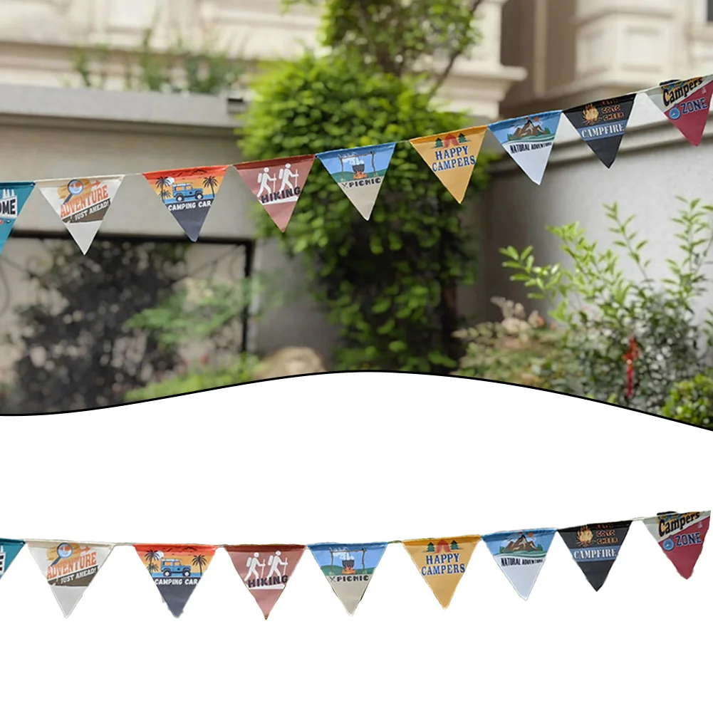 Tent Camping Flag Pennant Decoration Premium Material Perfect for Enhancing Your Outdoor Environment (Green/Beige)