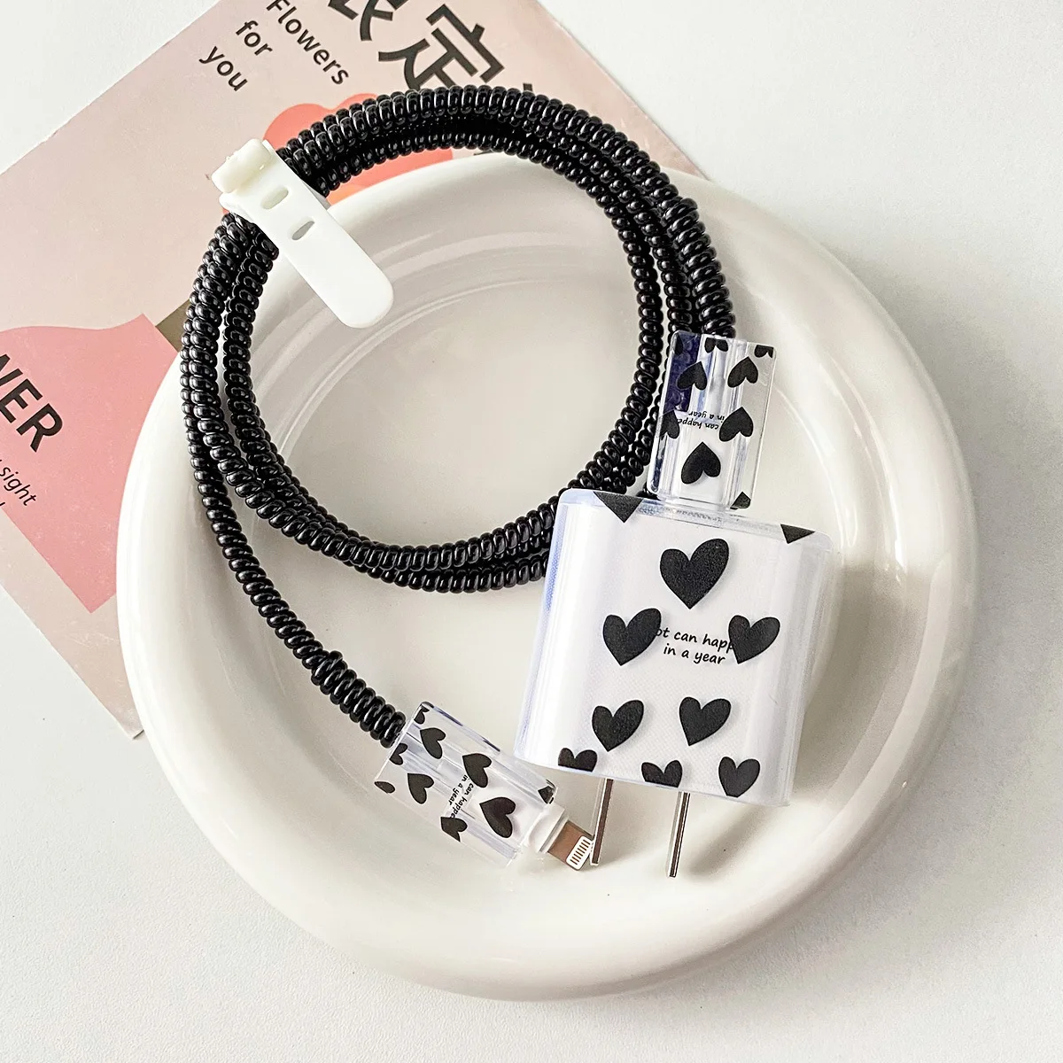 الكورية واضح القوس الأسود تهمة حالة وقائية آيفون 18 واط-20 واط الولايات المتحدة خط البيانات شاحن حامي غطاء شاحن كم الملحقات