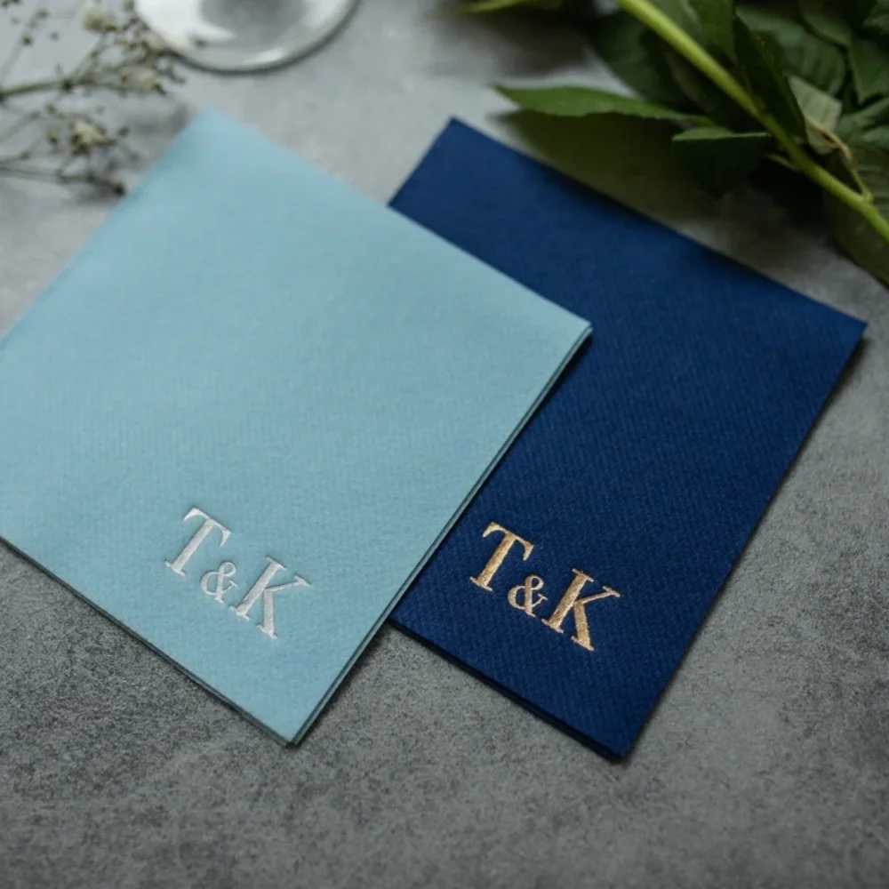 80 Personalized cocktail Napkins wedding,soft linen like,airlaid Custom wedding Napkins,Napkins for wedding,Monogramed Napkins