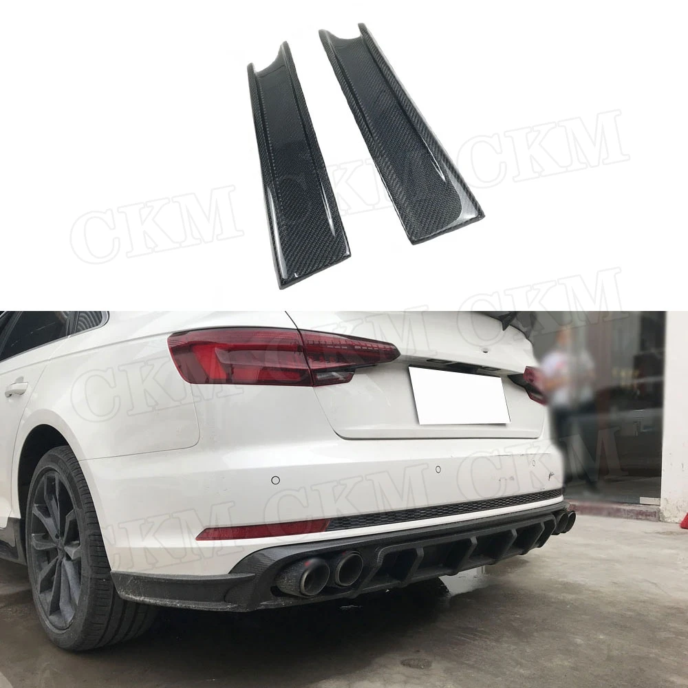 

Carbon Fiber Rear Lip Splitters Aprons Spoiler For Audi A4 Sline S4 B9 2017 2018 FRP Back Bumper Side Lip Guard