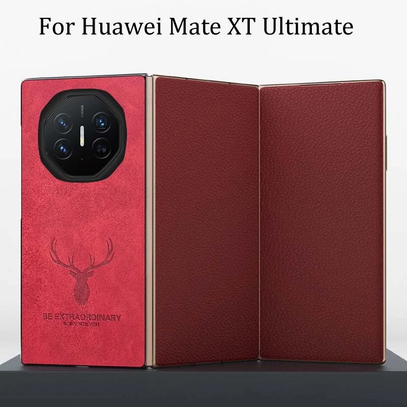 

Funda For Huawei Mate XT Ultimate 5G Cartoon Elk Deer Head Leather Phone Case For Mate X5 X3 X2 GRL-AL10 Holster Protector Cover