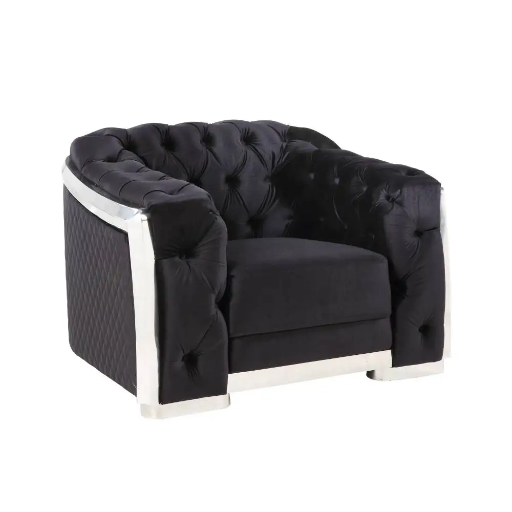 

Pyroden Black Velvet & Chrome Finish Chair