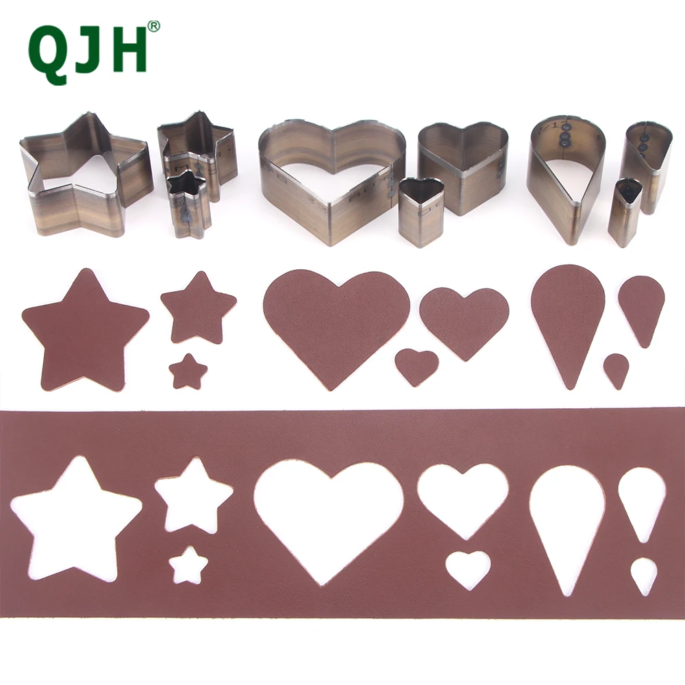 3-teiliges DIY-Lederstanzformen-Set für handgemachtes Kunsthandwerk, Schablonenformen in den Formen von Herz, Stern und Wassertropfen für kreative Profis