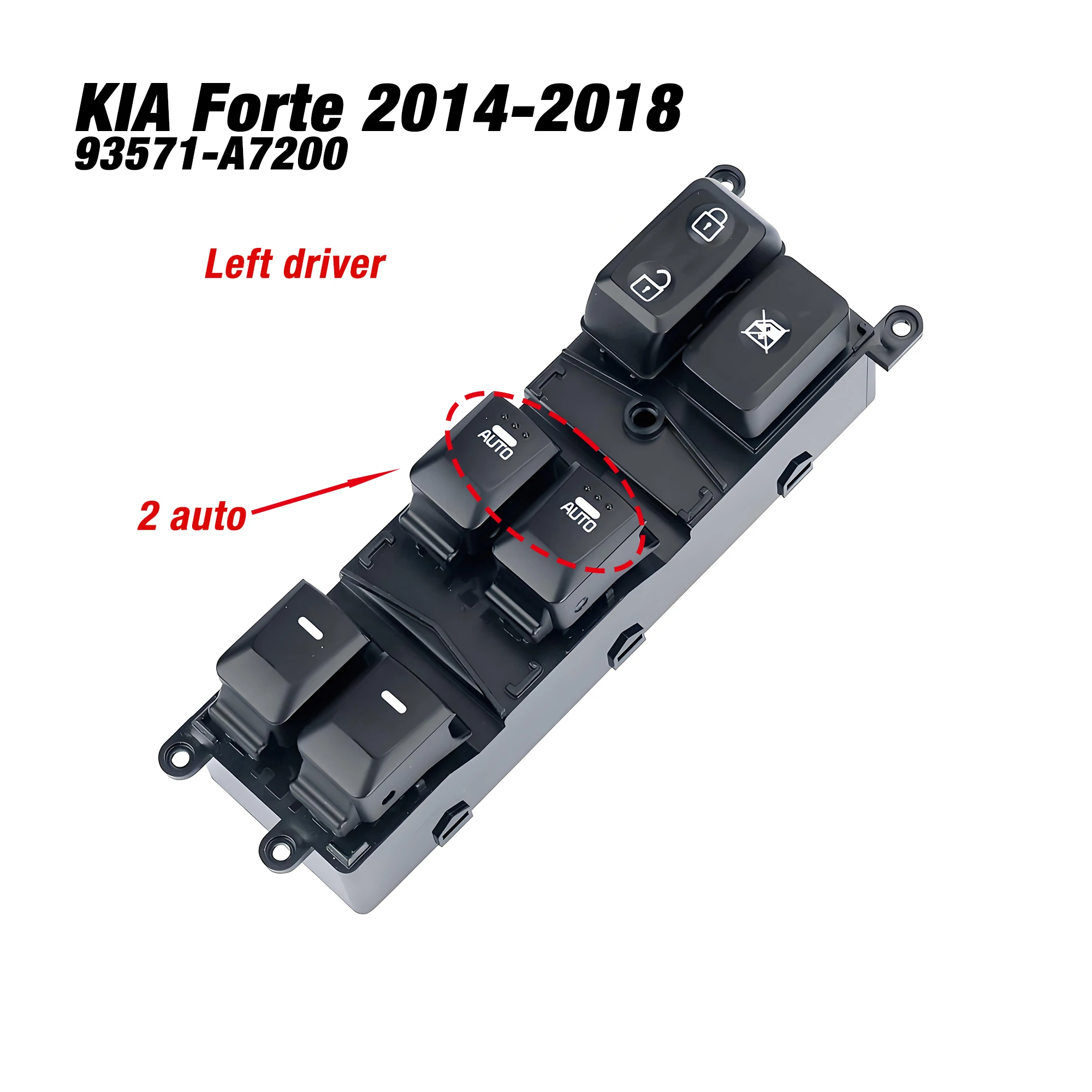 93571-A7200 93571A7200 For Kia Forte 2014 2015 2016 2017 2018,Electric Power Master Window Lifter Control Switch Button