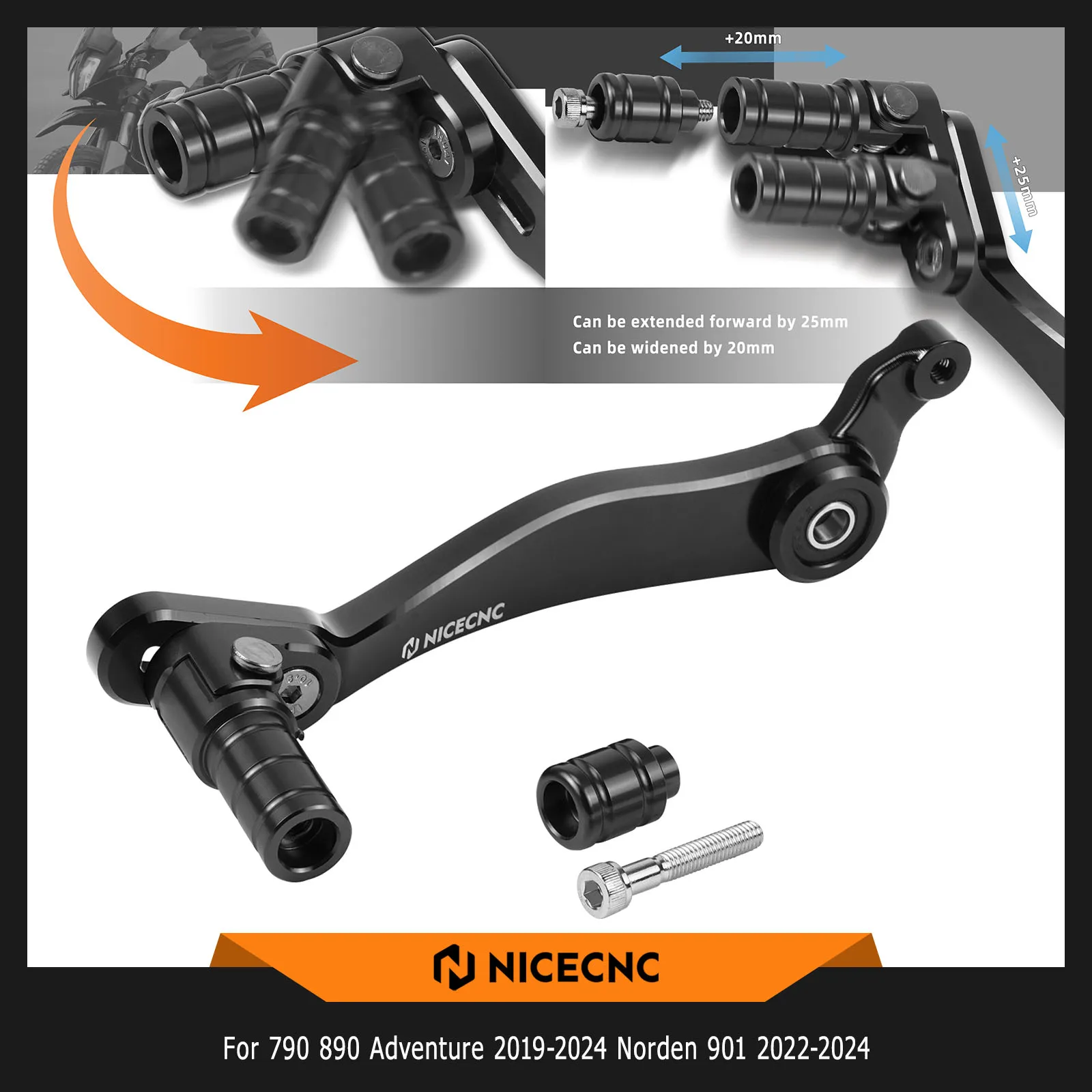 

For KTM 790 890 Adventure /R/Rally 2019-2024 Husqvarna Norden 901 2022-2024 Gear Shift Lever Folding Tip Adjustable Extended