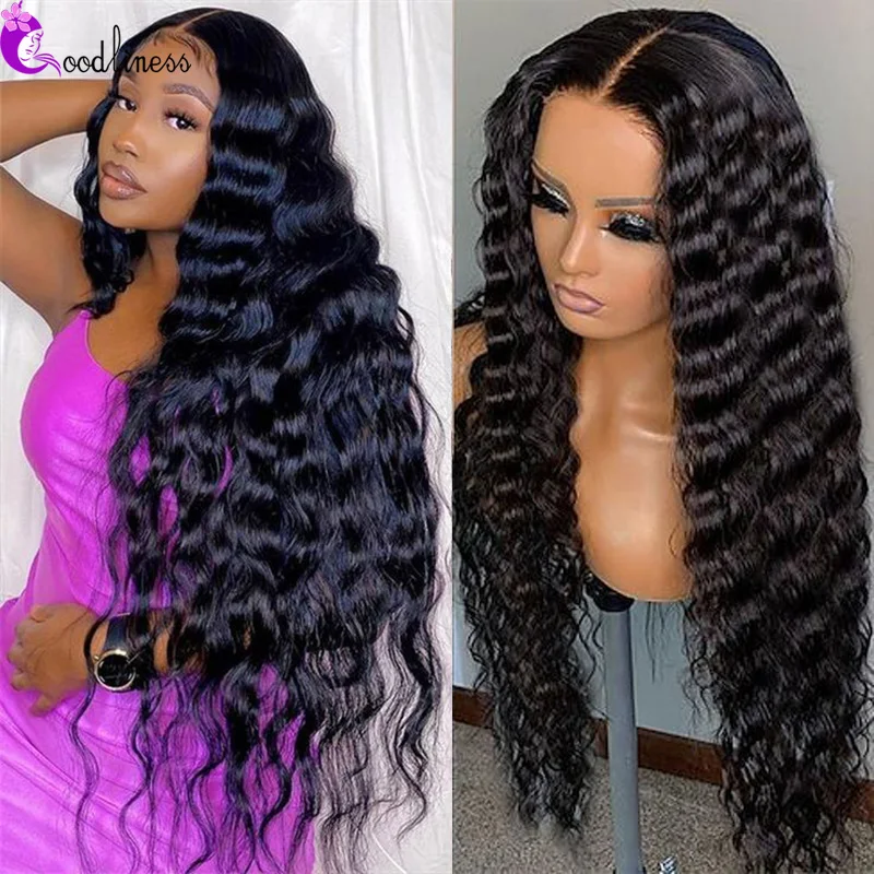 Loose Deep Wave Wig 13x6 Lace Frontal Wig 5x5 HD Lace Closure Human Hair Wigs Brazilian PrePlucked Deep Curly Front Wig Women