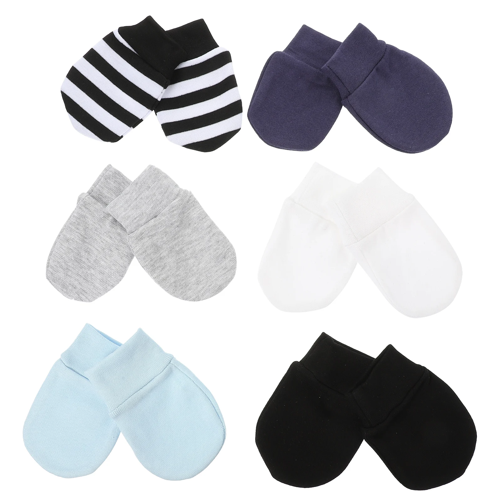 

6 Pairs Anti Scratch Gloves Infant Mittens Newborn Keep Warm Cotton Hand Protectors Soft Comfortable Portable No Deform Elastic